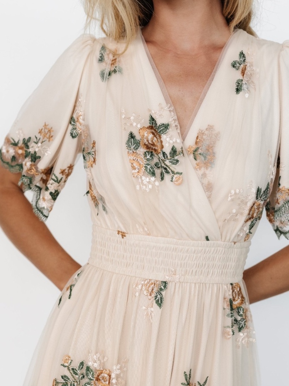 Baltic Born Cynthia Midi Dress | Cream Floral Size 1XL - Picture 3 of 7